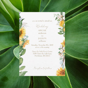 Invitation Tournesols aquarelle texte doré Mariage