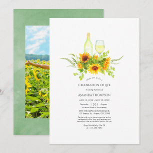 Invitation Tournesols aquarelle Vin Célébration de la vie Da