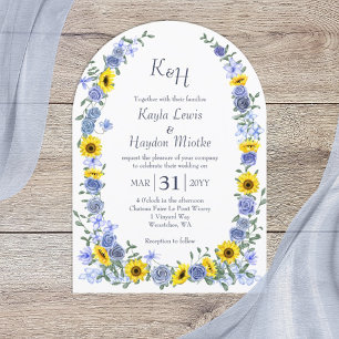 Invitation Tournesols Arches de Mariage Jardin de Roses Bleu