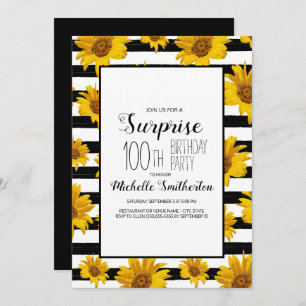 Invitation Tournesols Blancs Noirs 100e anniversaire