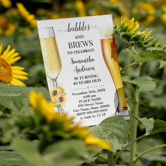 Invitation Tournesols bulles et brasse Anniversaire