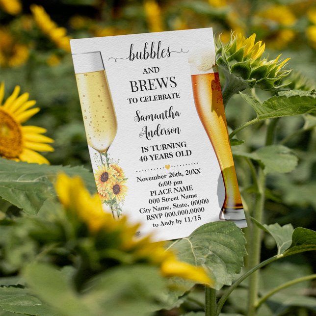 Invitation Tournesols bulles et brasse Anniversaire (Créateur téléchargé)