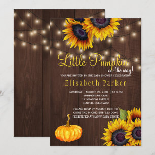 Invitation Tournesols citrouille grange rustique en bois Baby