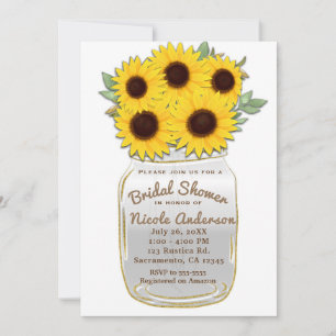 Invitation Tournesols dans un bocal Mason Chic Rustique Baby 
