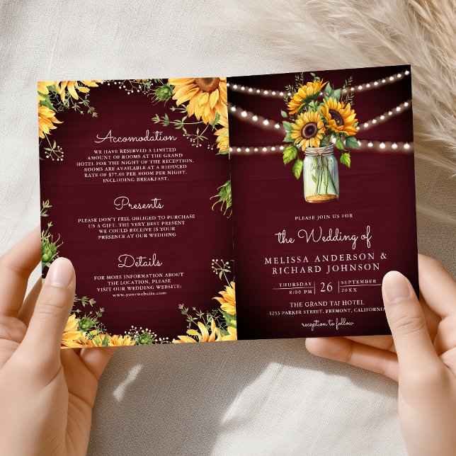 Invitation Tournesols de Bourgogne Pot Mason Code QR Mariage (Créateur téléchargé)