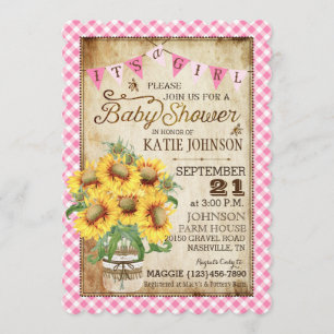 Invitation Tournesols de pays et baby shower de contrôle de