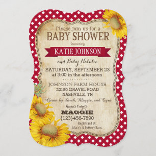 Invitation Tournesols de pays et baby shower de contrôle de