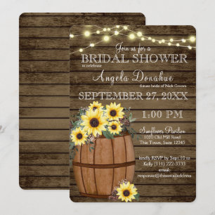 Invitation Tournesols et tonneaux de vin Fête des mariées rus