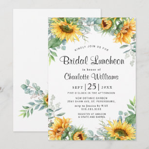 Invitation Tournesols Eucalyptus Aquarelle Déjeuner de Mariée