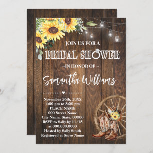 Invitation Tournesols Fête des mariées occidentale Pays Boots