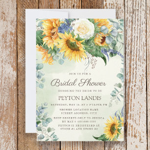 Invitation Tournesols Feuilles d'Eucalyptus Réception de Mari