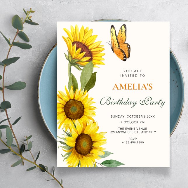 Invitation Tournesols fleurissent anniversaire (Créateur téléchargé)