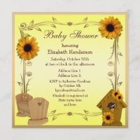 Tournesols, huche et corneille de baby shower de