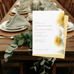 Invitation Tournesols Jaune Aquarelle Moderne