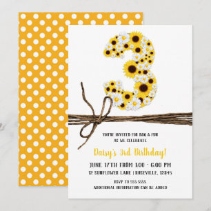 Invitation Tournesols & Marguerites TROIS 3 3ème Anniversaire