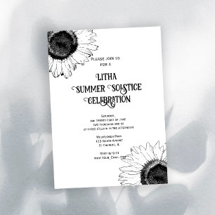 Invitation Tournesols noirs et blancs Litha Fête du solstice 