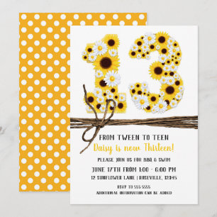Invitation Tournesols & Pâquerettes TREIZE 13 13ème Anniversa