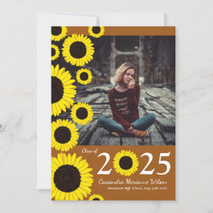 Invitation Tournesols Pays Rouille Orange Graduation