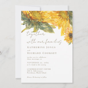 Invitation Tournesols Peints à la Main Mariage Sans Parents