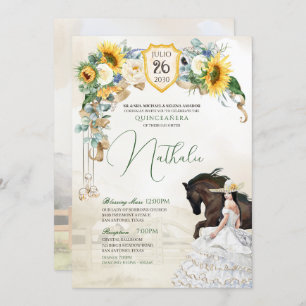 Invitation Tournesols Roses blanches Charra Quinceanera Ouest