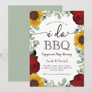 Invitation Tournesols Roses Sauge Verte Je Fait BBQ Fiançaill