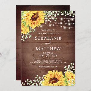 Invitation Tournesols rustiques Babys Mariage