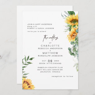 Invitation Tournesols rustiques d'élégance en Mariage de fleu