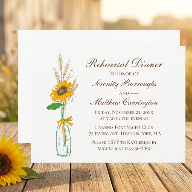 Invitation Tournesols Rustiques  Dîner de Répétition de Maria (Créateur téléchargé)