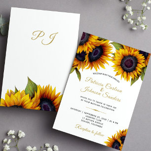 Invitation Tournesols rustiques élégant mariage de calligraph