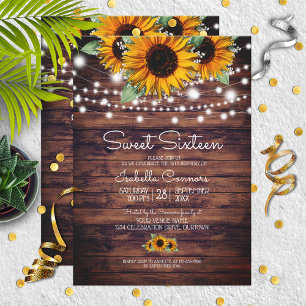 Invitation Tournesols rustiques et lumières à rides doux 16