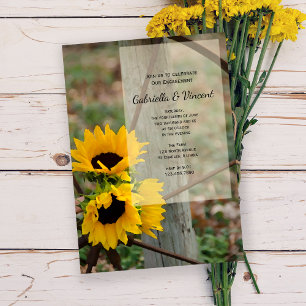Invitation Tournesols rustiques et Wagon Wheel