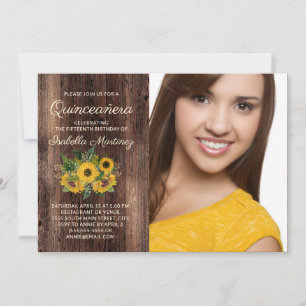 Invitation Tournesols rustiques Grange Bois Quinceañera Photo