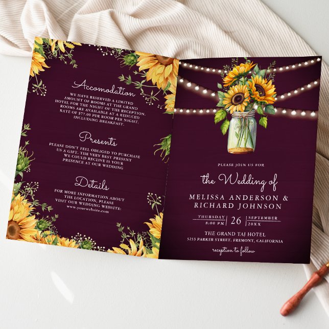 Invitation Tournesols Violet Pourpre Pot en Grès Code QR Mari (Créateur téléchargé)