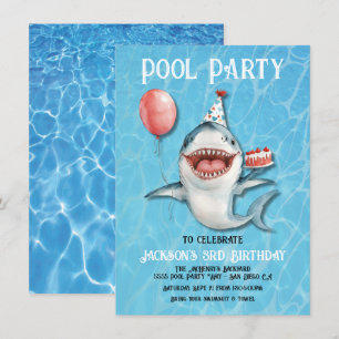 Invitation Tournoi d'anniversaire de la fête du requin Balloo