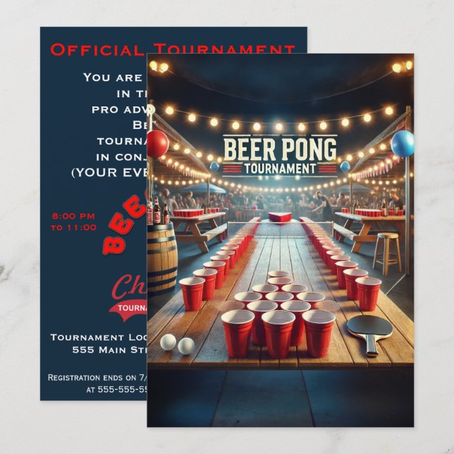 Invitation Tournoi de Beer Pong (Parti) (Devant / Derrière)