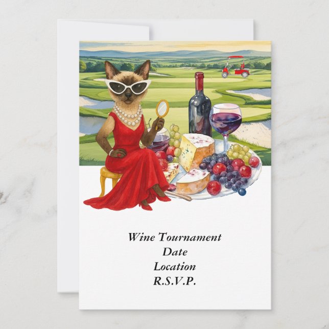 Invitation Tournoi de dégustation de vin de golf avec du vin  (Devant)