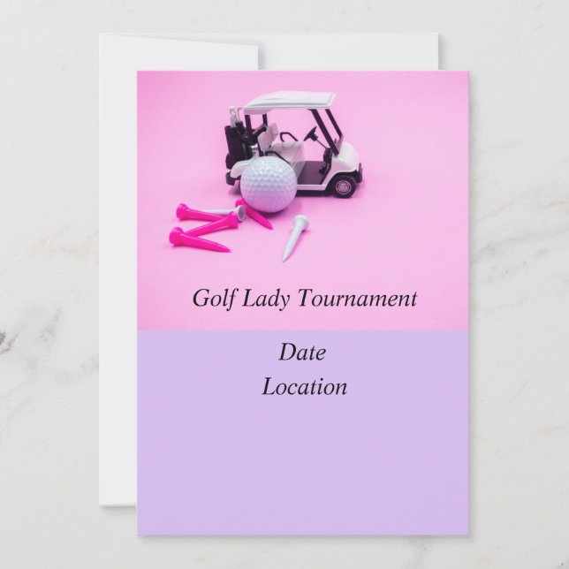 Invitation Tournoi de femmes de golf avec voiturette de golf (Devant)
