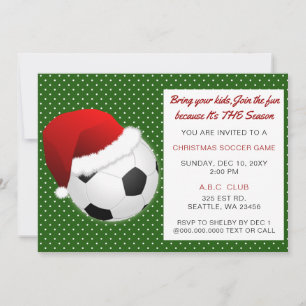 Invitation Tournoi de football de Noël rouge et vert