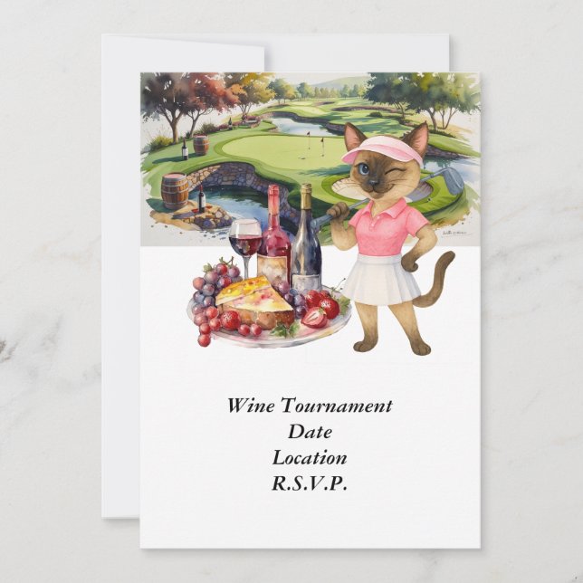 Invitation Tournoi de golf et dégustation de vin avec du vin  (Devant)