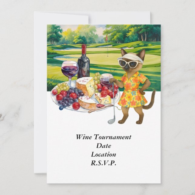 Invitation Tournoi de golf et dégustation de vins avec du vin (Devant)