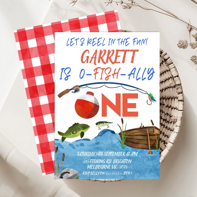 Invitation Tournoi De Pêche En Amusant Ofish Un 1er Anniversa (Let's Reel In The Fun 1st Birthday Invitation Template, Fishing 1st Birthday Invite, Ofishally One)
