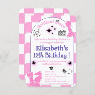 Invitation Tournoi D'Échecs Fête D'Anniversaire Pour Filles T