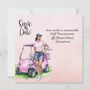 Invitation Tournoi féminin de golf Thème rose