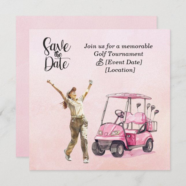 Invitation Tournoi féminin de golf Thème rose