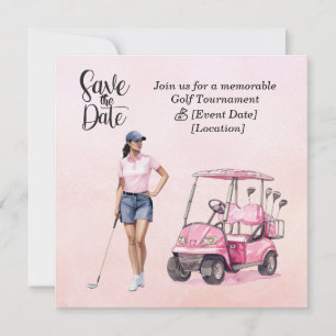 Invitation Tournoi féminin de golf Thème rose