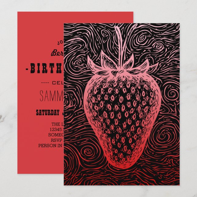 Invitation tournures de fraise (Devant / Derrière)