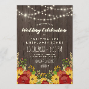 Invitation Tournures de soleil Roses Guirlandes lumineuses Ma