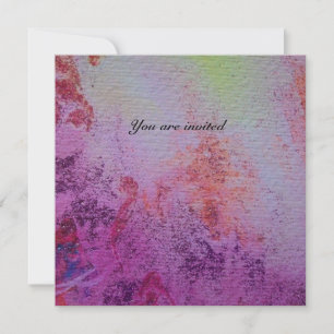 Invitation Tournures dorées abstraites argent, violet, rouge,