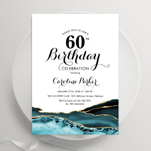 Invitation Tourquoise White Gold Agate 60e anniversaire