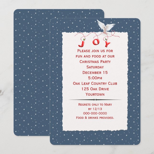 Invitation Tourterelle blanche dans les flocons de neige Invi (Devant / Derrière)